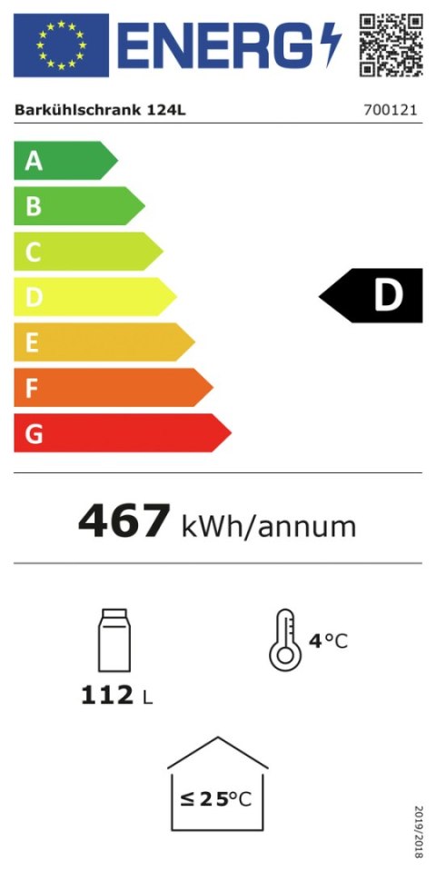 Barowa szafa chłodnicza 124 l Barowa szafa chłodnicza 124 l
